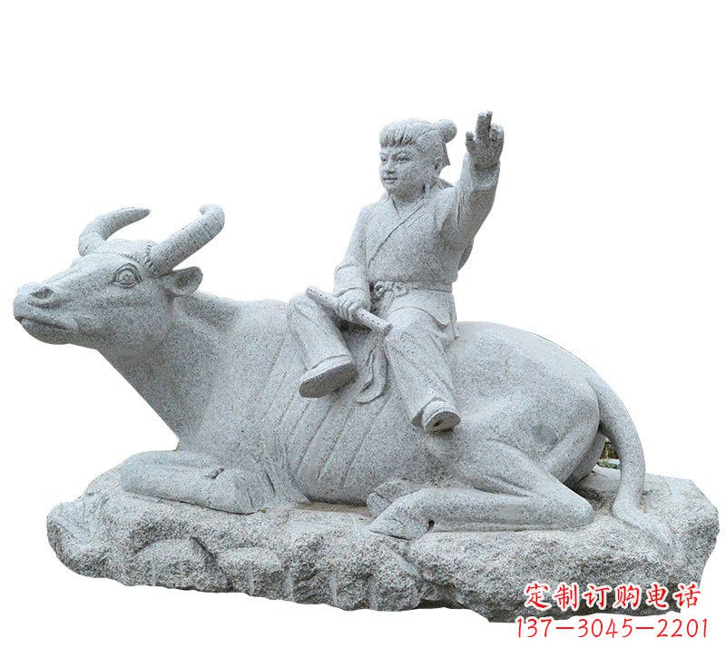 安阳牧童牛石雕塑,实现公园优雅美观