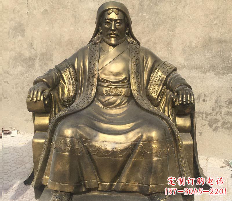 安阳展现历史荣光的成吉思汗铜雕