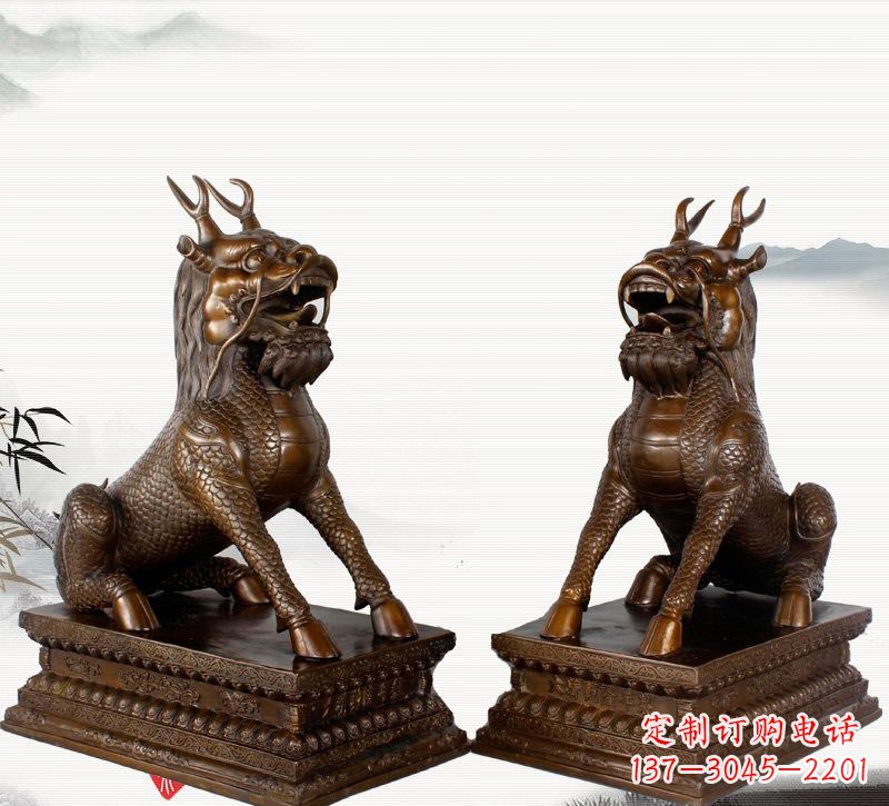 安阳古典神麒麟铜雕,馥玉臻品