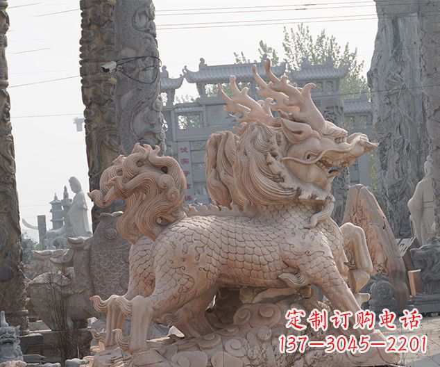 安阳中领雕塑:古典麒麟石雕,美丽传承