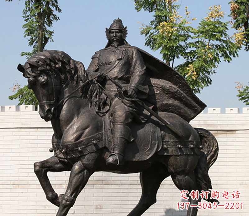 安阳古人骑马铜雕