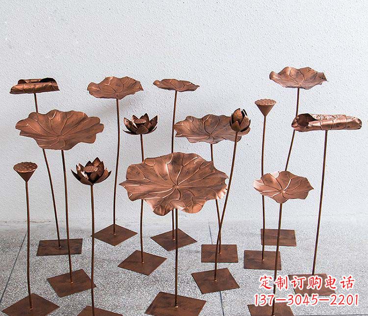 安阳精美古铜色荷花不锈钢雕塑