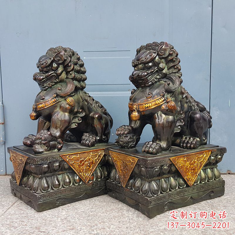 安阳中国传统工艺青铜狮子雕塑