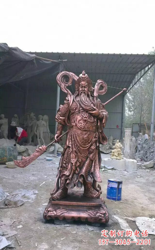 安阳精美关公红铜雕塑