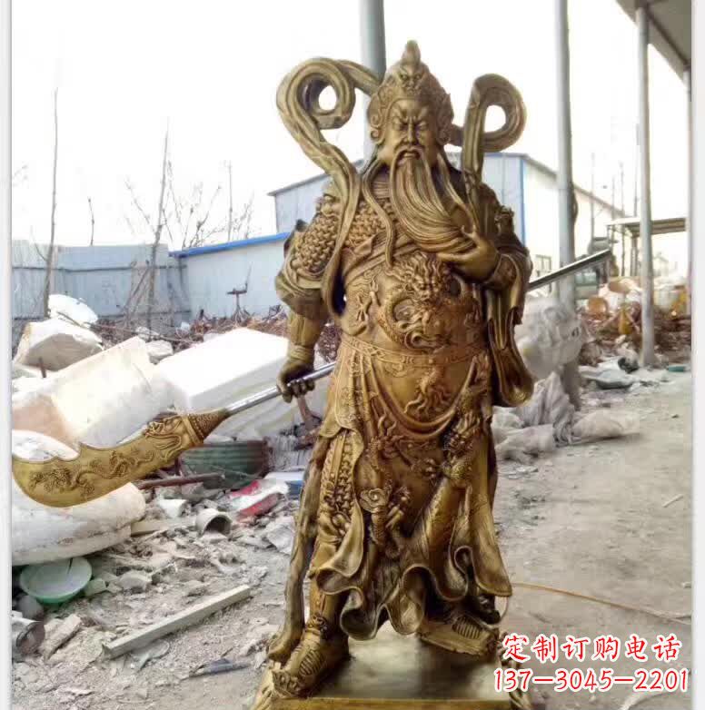 安阳手工制作的22英寸关公铜雕塑