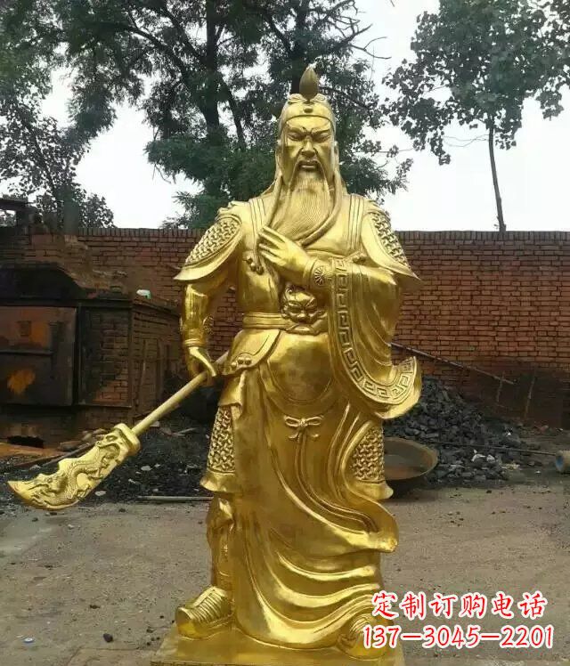 安阳体现传统文化的关公铜雕护御家园