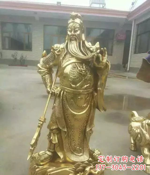 安阳中领雕塑定制关公提刀武财神铜雕