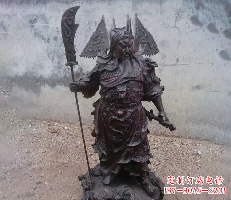 安阳来自中国神话传说的关公提刀铜雕