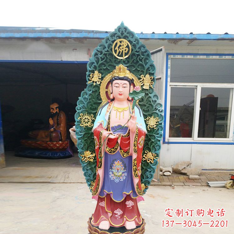 安阳艺术精致观音玻璃钢彩绘雕塑
