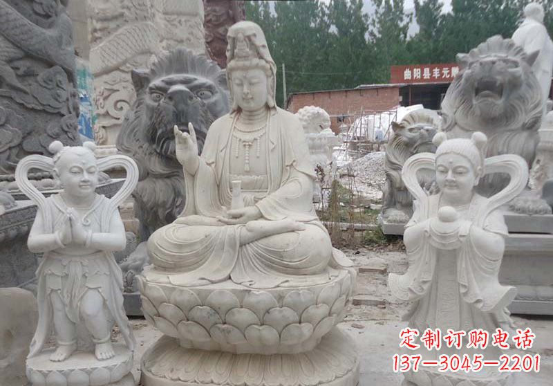 安阳观音菩萨善财童子和龙女雕塑