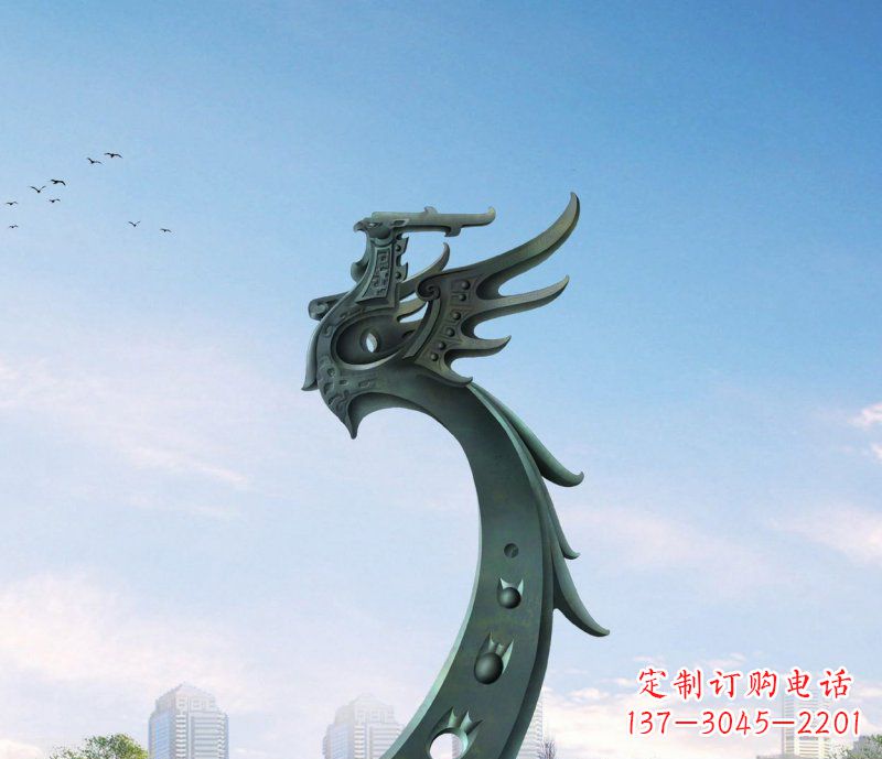 安阳中领雕塑|抽象凤凰不锈钢雕塑