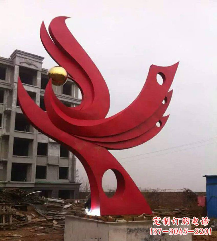 安阳全新抽象凤凰不锈钢雕塑