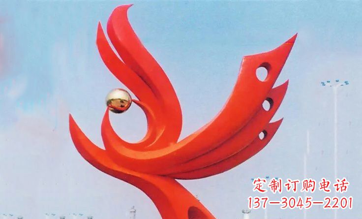 安阳新中领雕塑-不锈钢抽象凤凰雕塑