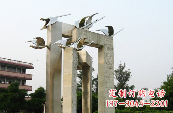 安阳展现自然之美的不锈钢大雁动物雕塑