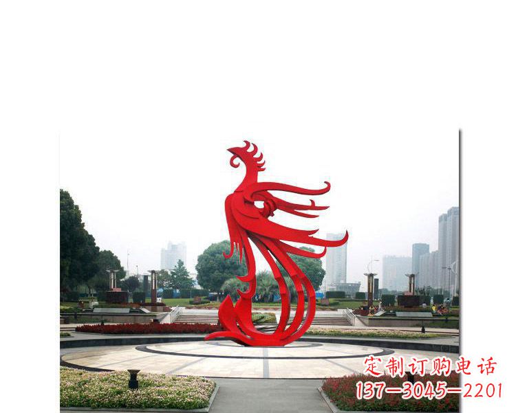 安阳古韵雕塑：不锈钢飞翔凤凰雕塑