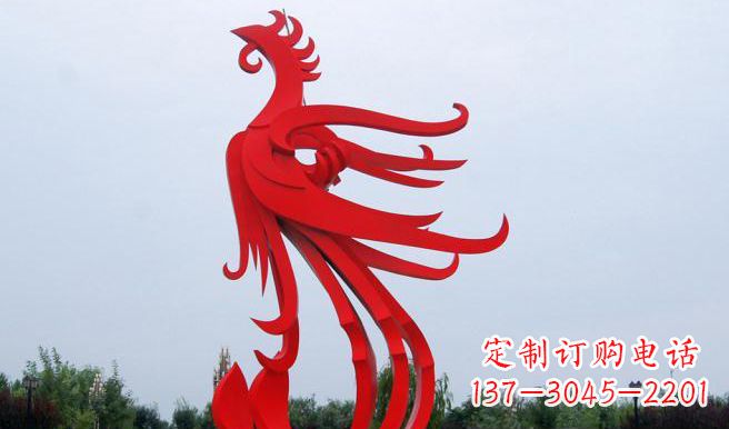 安阳中领雕塑制作的精美不锈钢凤凰雕塑