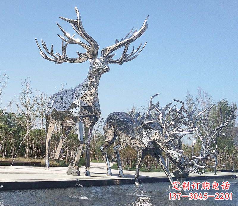 安阳优雅而古典的不锈钢梅花鹿摆件雕塑