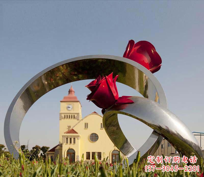 安阳中领雕塑:风格独特的不锈钢玫瑰戒指雕塑