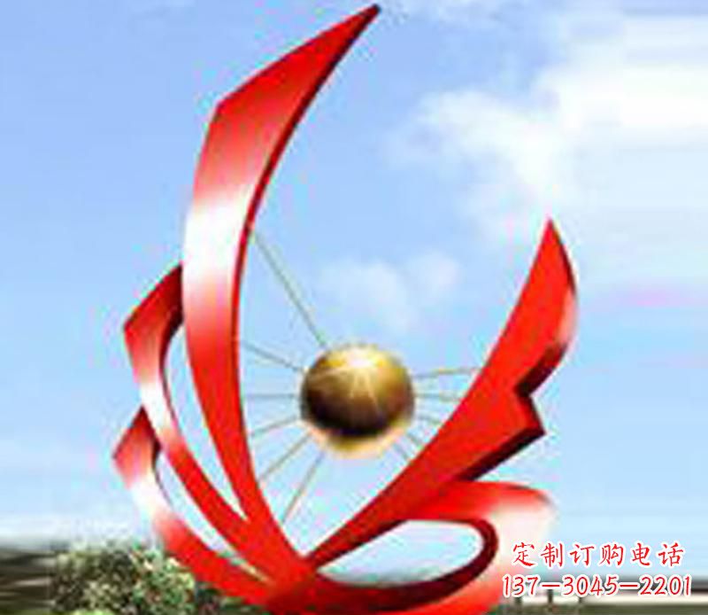 安阳让风带来梦想——中领雕塑飘带球网景观雕塑
