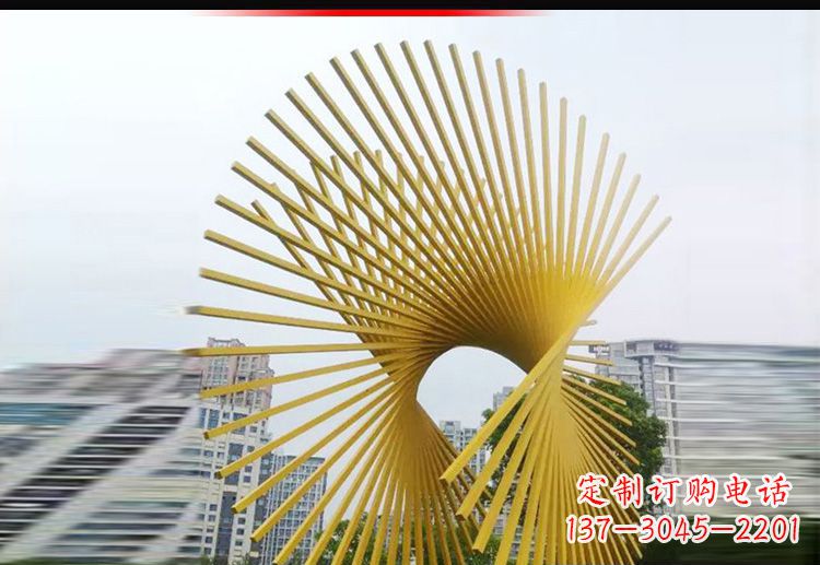 安阳现代美学——不锈钢树枝扇形景观雕塑