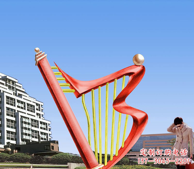 安阳精美不锈钢竖琴雕塑