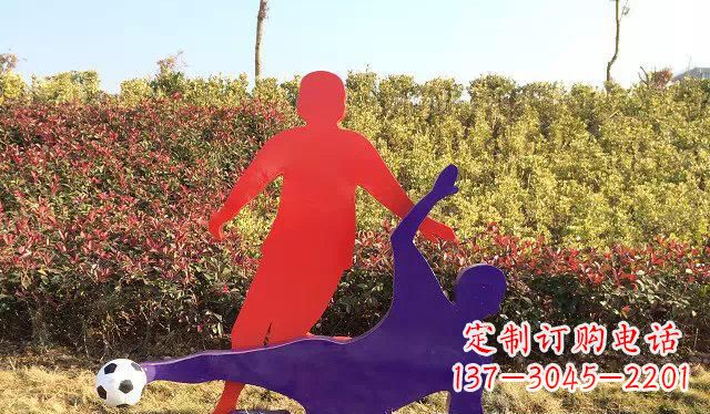 安阳广场不锈钢踢足球运动雕塑 (2)