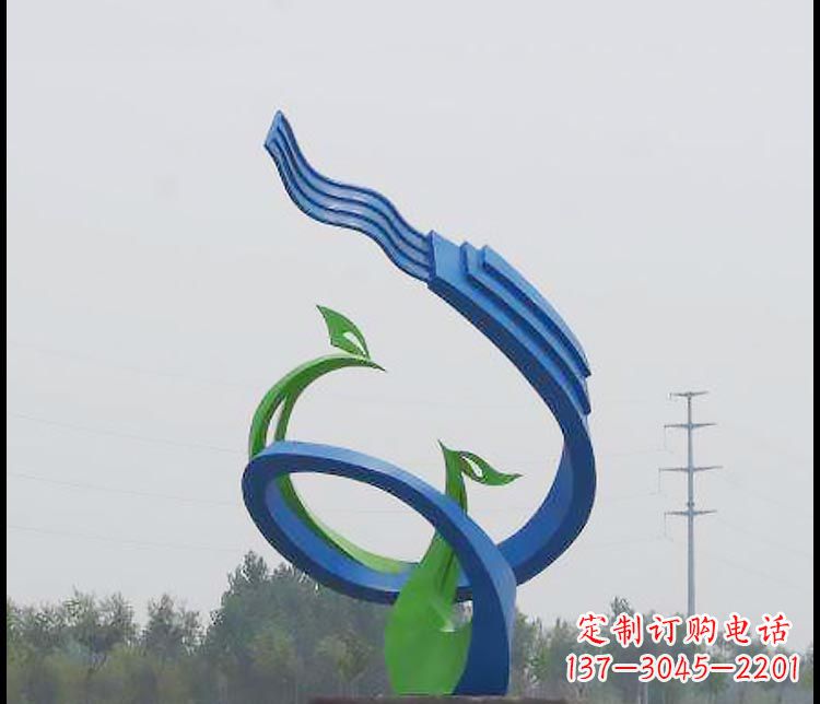安阳广场彩色不锈钢抽象凤凰雕塑