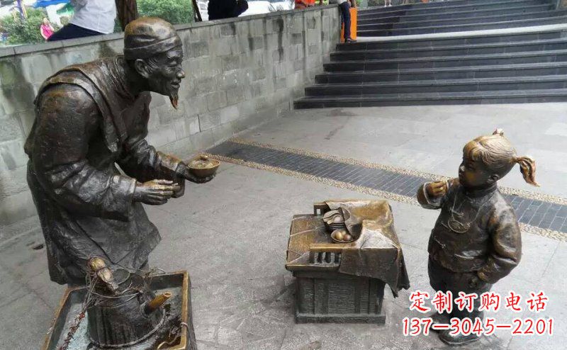 安阳小女孩铜雕,古朴优雅