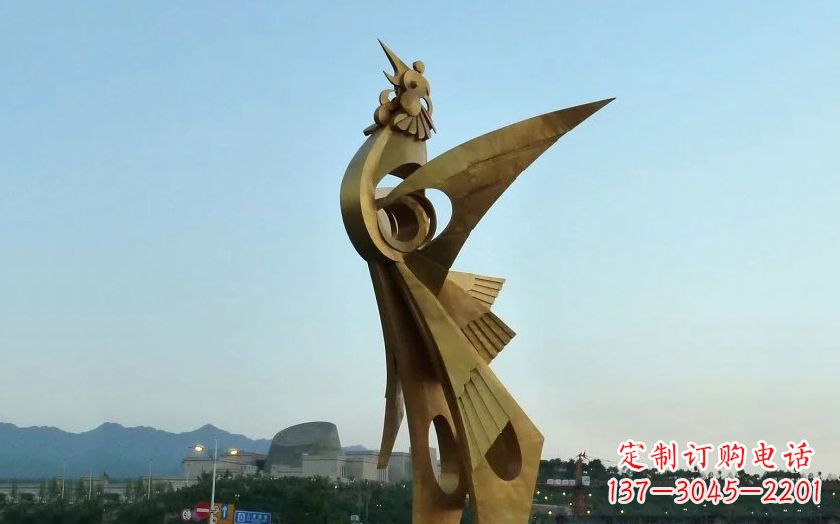 安阳中领雕塑出品古典典雅不锈钢凤凰雕塑
