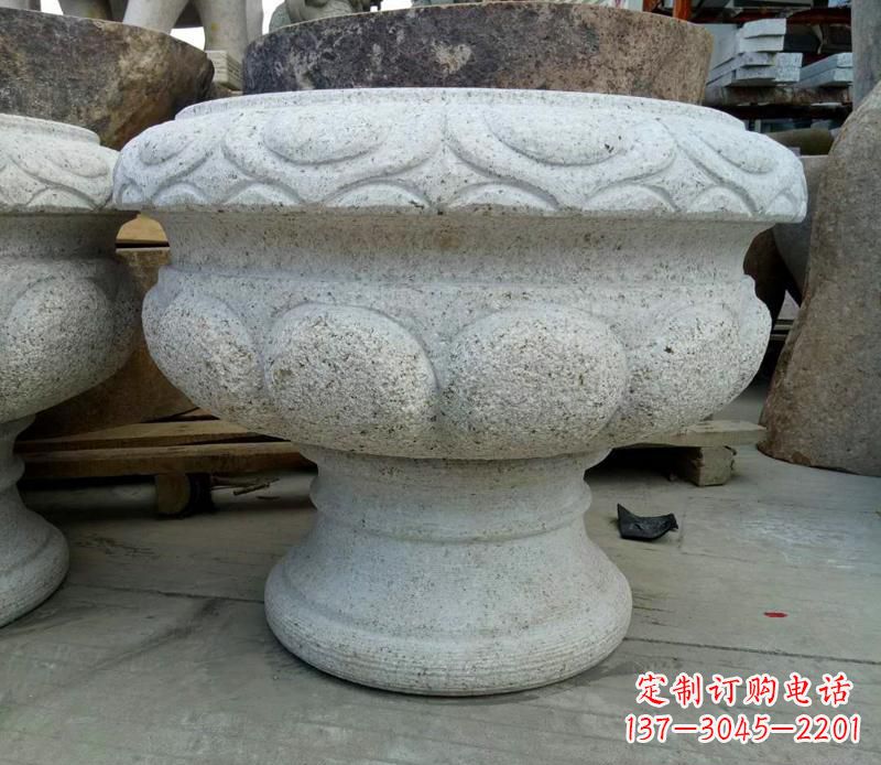 安阳中领雕塑精美大理石花盆雕塑