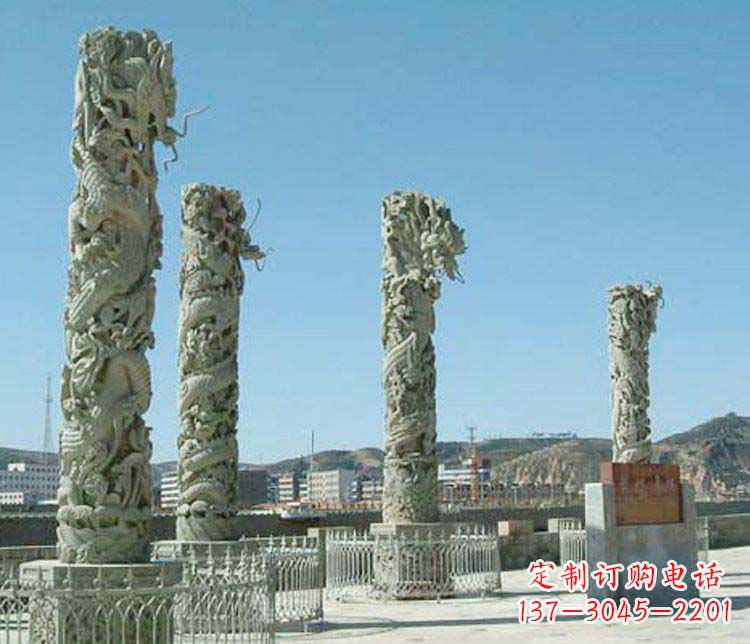 安阳中领雕塑的大理石盘龙柱景观石雕