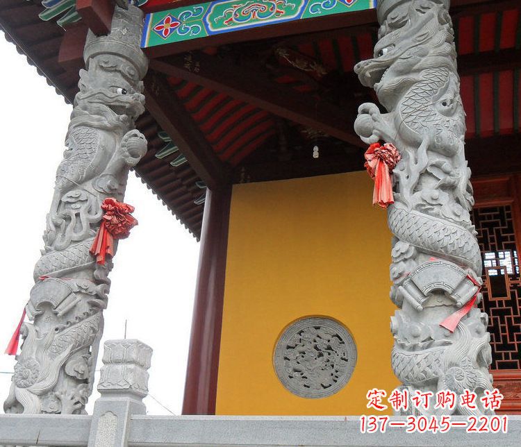 安阳广场大理石盘龙柱景观石雕_2