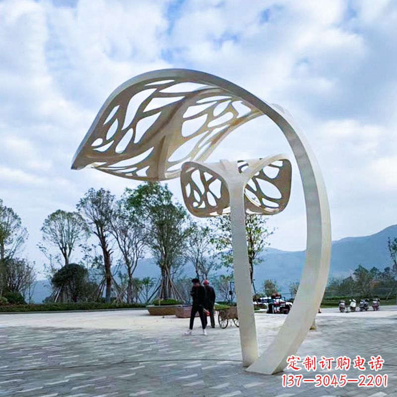 安阳精致的不锈钢树叶雕塑