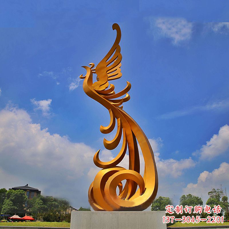 安阳广场大型凤凰不锈钢雕塑