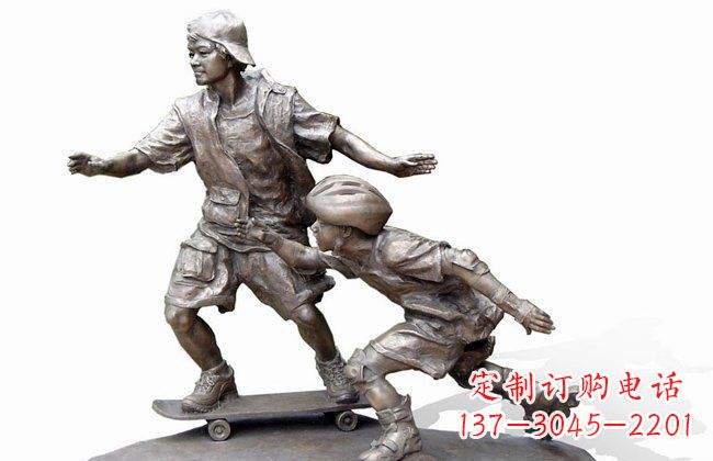 安阳令人惊叹的广场滑板男孩铜雕塑
