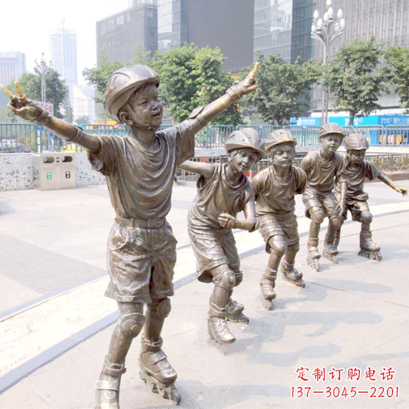 安阳精致巧雕的滑旱冰小孩雕塑