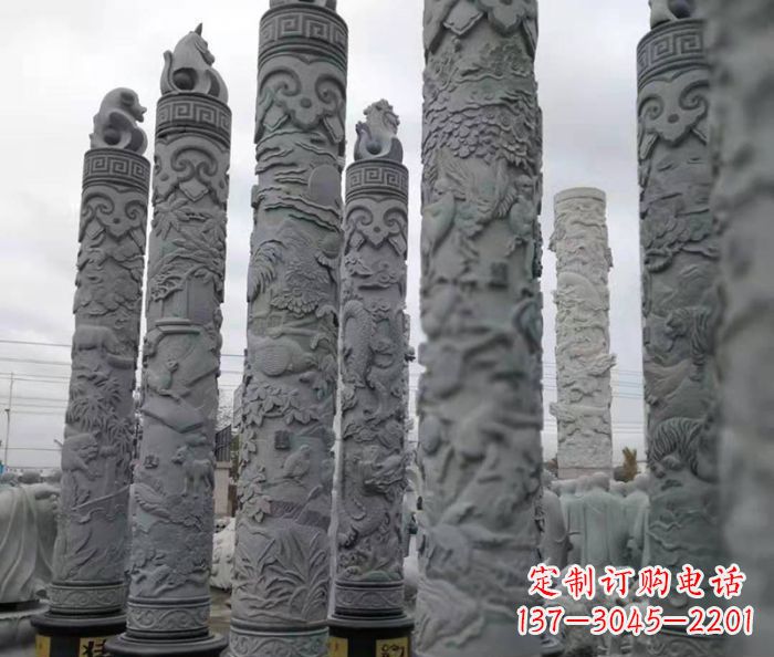 安阳中领雕塑:12生肖石柱——精致美观的雕塑定制