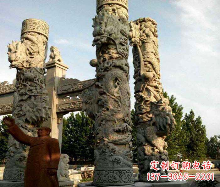 安阳中领雕塑推出的震撼龙柱大理石雕,是一种典…