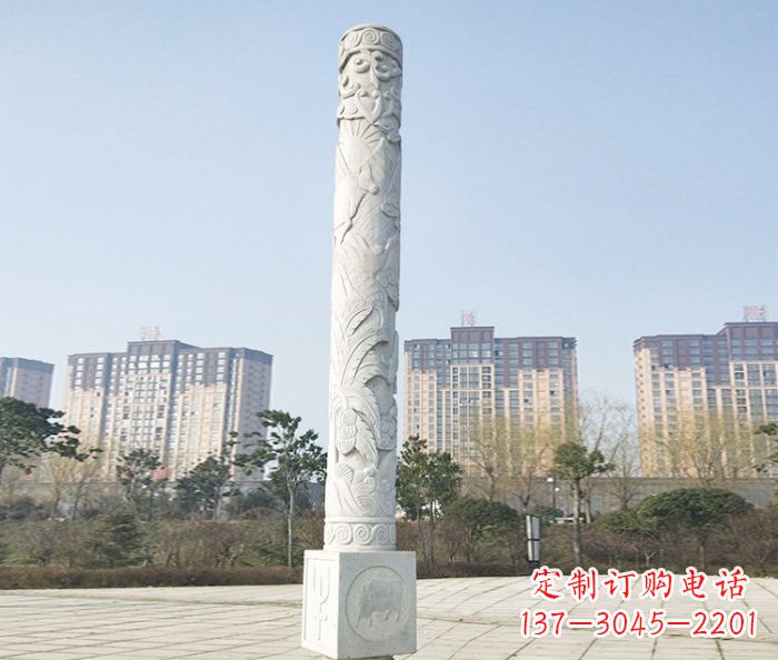 安阳真实而细腻的大理石龙柱石雕