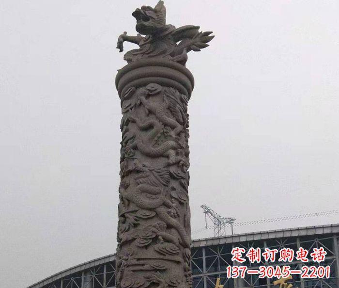 安阳中领雕塑|仿古盘龙柱石雕