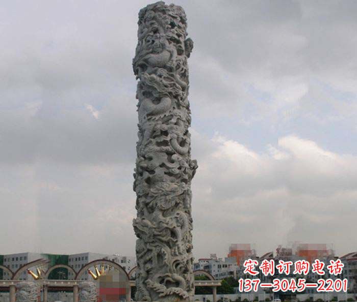 安阳精美仿古盘龙柱石雕