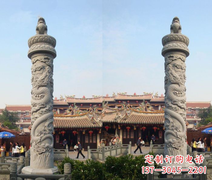 安阳精美的汉白玉龙柱石雕塑