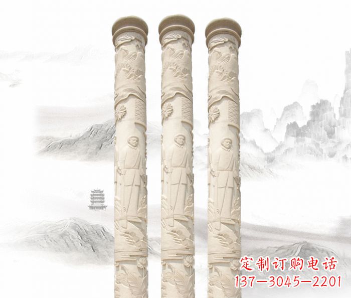 安阳精致大气的汉白玉龙柱雕塑