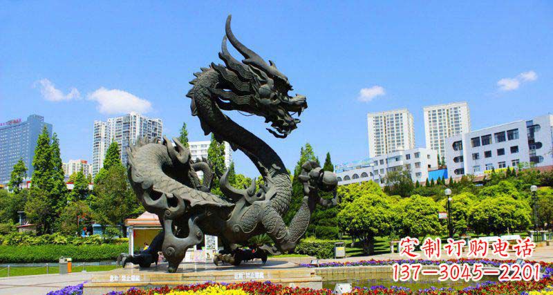 安阳精美巨型广场龙戏珠景观铜雕