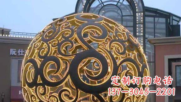 安阳镂空球形喷泉雕塑无锈钢精美装点空间