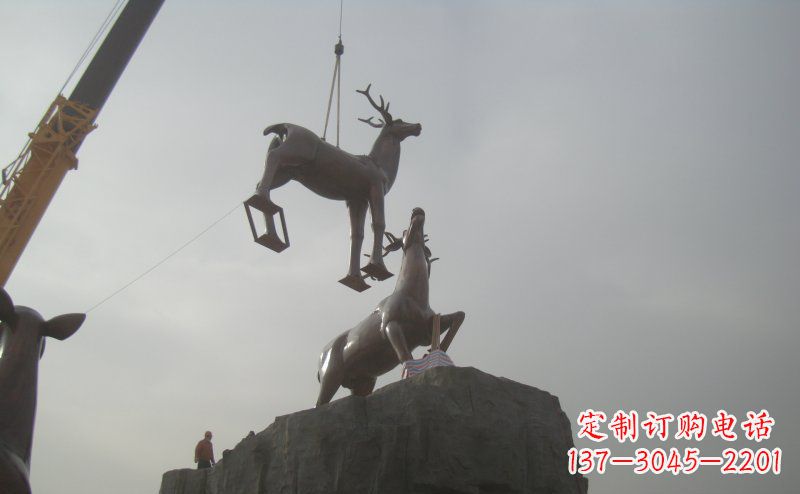 安阳梅花鹿动物铜雕,极致精细,表达优雅