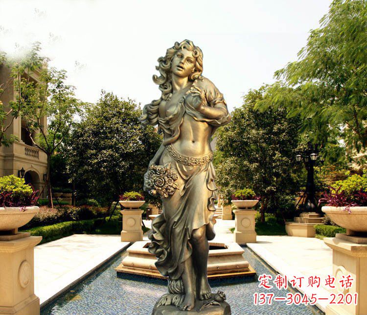安阳华丽蓬勃的铜雕女神像