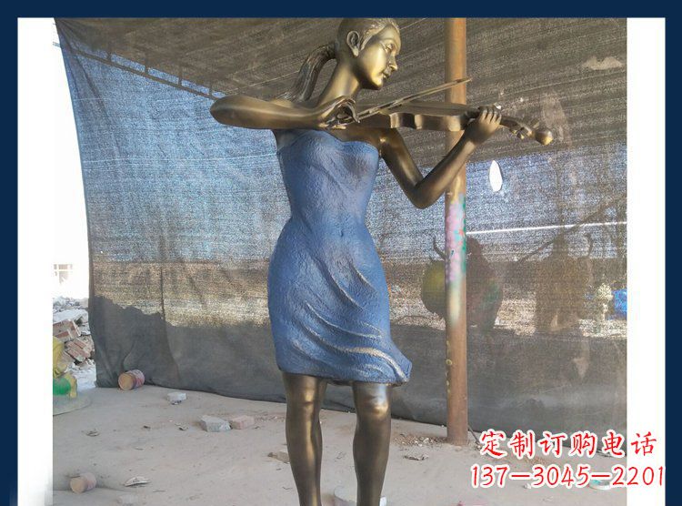 安阳精美细腻的西方美女拉小提琴人物雕塑