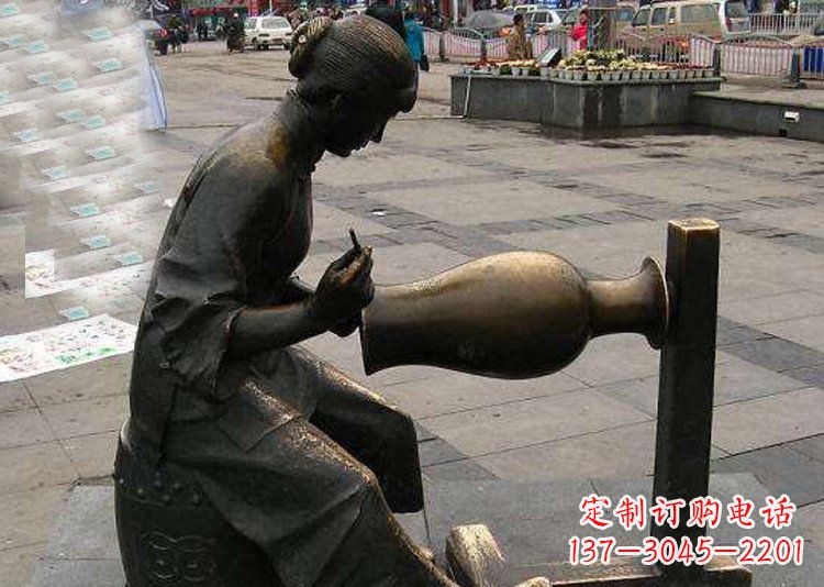 安阳领雕塑铜质花盆雕塑