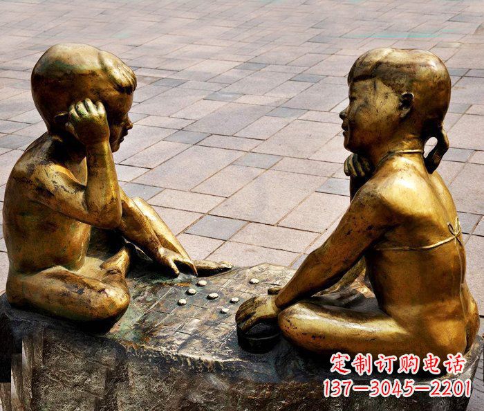 安阳记忆印象:青春小孩铜雕